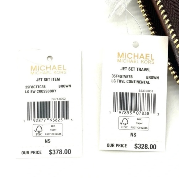 Michael Kors Large EW Zip Chain Xbody Crossbody Bag & Continental Wallet Brown - Picture 13 of 13